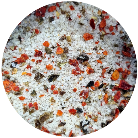 Rot-grünes Chilisalz mit Vanille