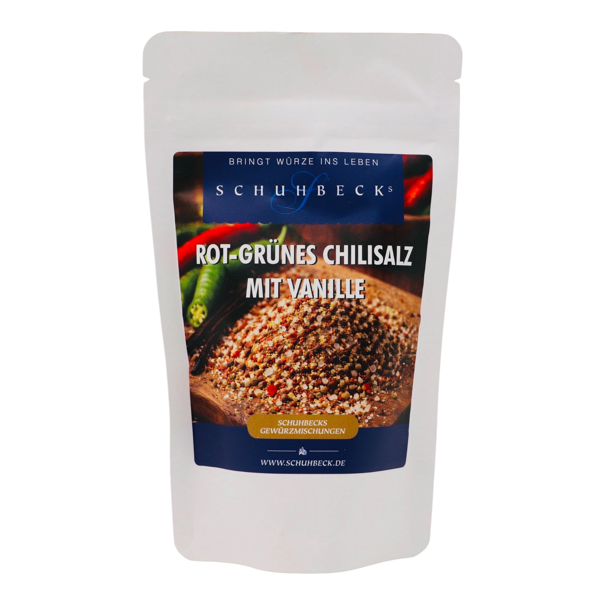 Rot-grünes Chilisalz mit Vanille (Aromabeutel)